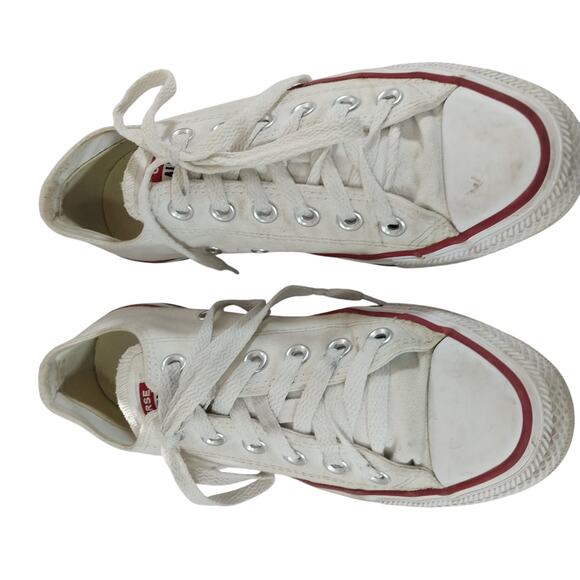 CONVERSE! ICONIC ALL STAR WHITE CANVAS & RUBBER LOW TOP SNEAKERS! SZ 7W - Picture 4 of 10